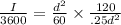 \frac{I}{3600} = \frac{d^2}{60} \times \frac{120}{.25d^2}