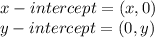 x-intercept=(x,0)\\y-intercept=(0,y)