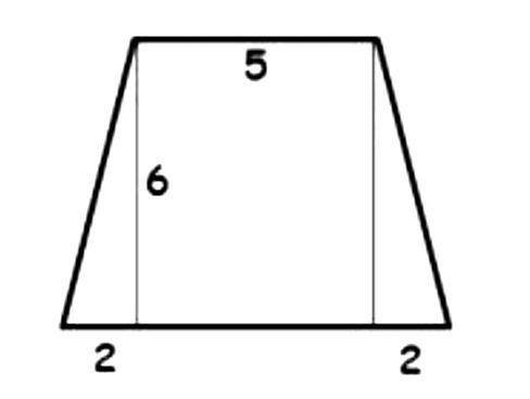 Find the area of the trapezoid by composition of rectangle and triangles. A) 30 units2 B) 38 units2