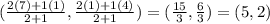 (\frac{2(7)+1(1)}{2+1},\frac{2(1)+1(4)}{2+1})=(\frac{15}{3},\frac{6}{3})=(5,2)