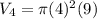 V_4=\pi (4)^2(9)