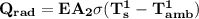 \mathbf{Q_{rad} = E A_2 \sigma (T_s^1 - T^1_{amb})}