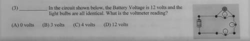 In the circuit shown below, the battery voltage is 12 volts and the light bulbs are all identical. W