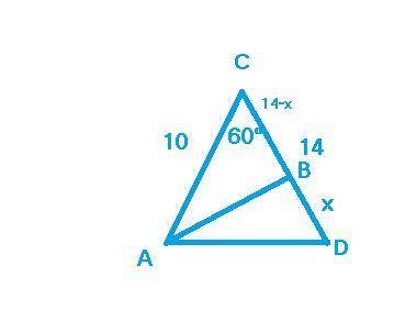 How to construct a triangle with side lengths 10 cm and 14 cm and an angle between them of 60 degree