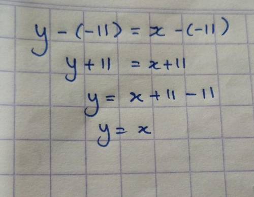 What is the slope intercept form of y-(-11)=x-(-11)/