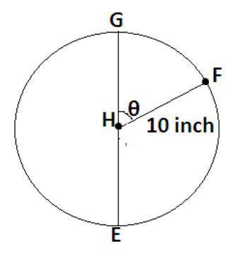 Diameter EG is drawn on circle H and point F is located on the circle such that GF = 8.5inches. If t