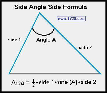 A triangle has a side with length of 6 feet and another side with length of 8 feet. The angle betwee