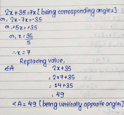 Find the measure of Angle A