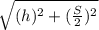 \sqrt{(h)^{2}+(\frac{S}{2})^{2}}