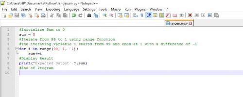 Write code using the range function to add up the series 99, 98, 97,...

1 and print the resulting s