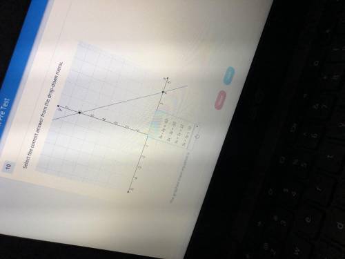 Select the correct answer from the drop-down menu. The graphed linear equation is .