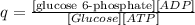 q=\frac{[\text {glucose 6-phosphate}][ADP]}{[Glucose][ATP]}