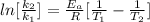 ln [\frac{k_2}{k_1} ] =   \frac{E_a}{R} [\frac{1}{T_1} - \frac{1}{T_2}  ]