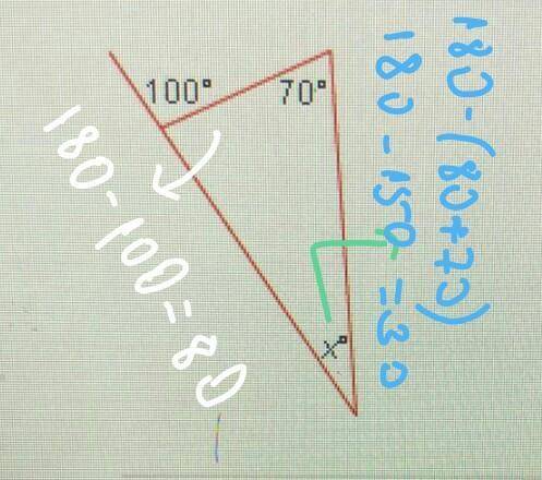 What is the value of x?
1000
O A. 10°
B. 1700
O c. 30°
O D. 70°