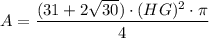 A = \dfrac{(31+2\sqrt{30}) \cdot (HG)^2 \cdot \pi  }{4}