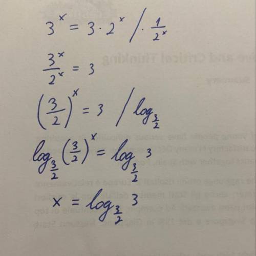 3^x= 3*2^x
solve this equation