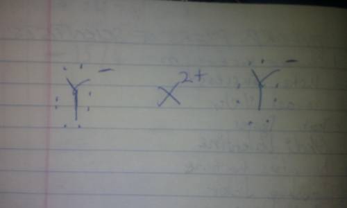A metal X loses 2 electrons and a non-metal Y gains 1 electron. Show the electron dot structure of c
