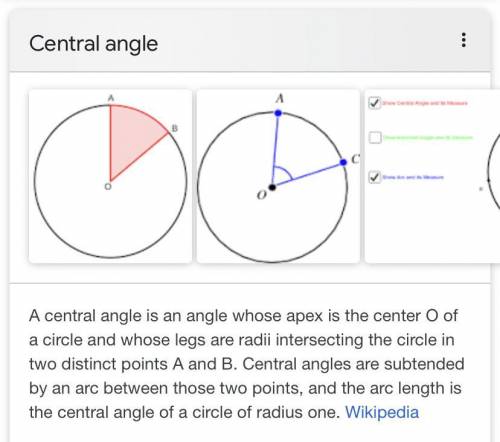 A central angle is best described as which of the following￼