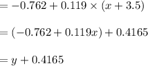 =-0.762+0.119\times (x+3.5)\\\\=(-0.762+0.119x)+0.4165\\\\=y+0.4165