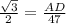 \frac{\sqrt{3}}{2}=\frac{AD}{47}