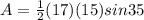 A=\frac{1}{2}(17)(15)sin35