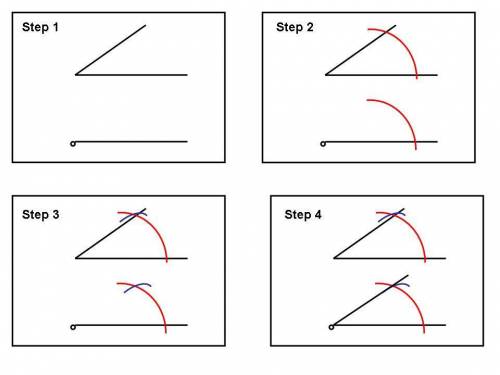 Which can be a possible next step in the construction of an angle with a side on a line l that is co