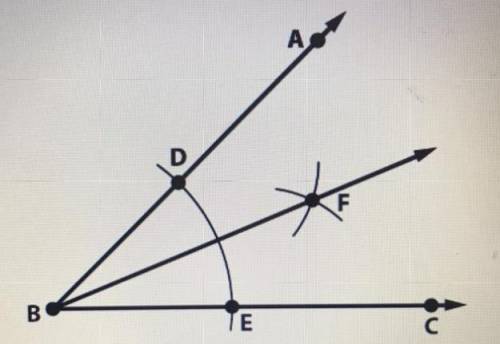 Which of these is a correct step in constructing an angle bisector​