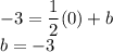 -3=\dfrac{1}{2}(0)+b\\b=-3