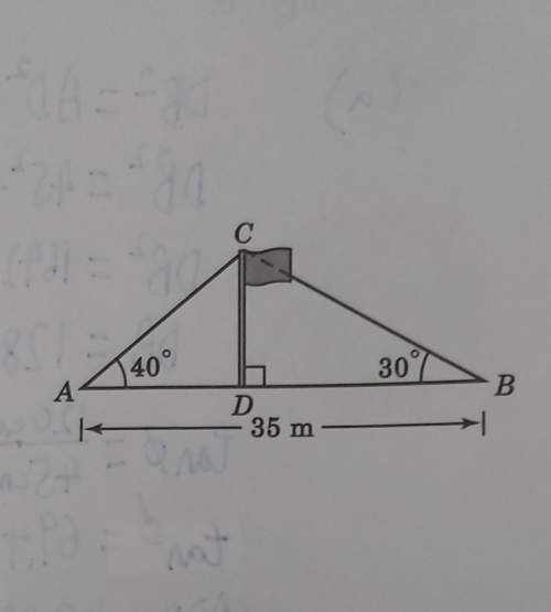 The figure shows a vertical flagpole cd. twostraight wires join point c to points a and b on t