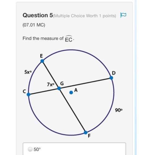 Find the measure of arc ec. circle a with chords ef and cd that intersect at point g, th
