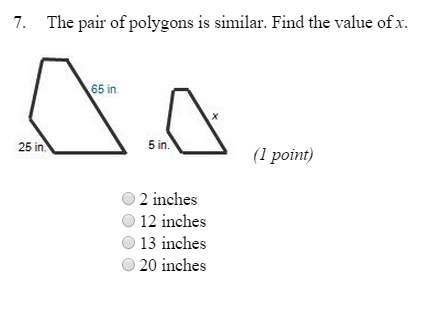 The pair of polygons is similar. find the value of x. i really need .  &lt; 3