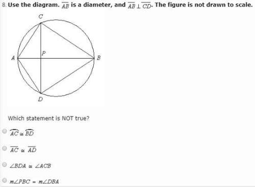 use the diagram. ab is a diameter, and ab is perpendicular to cd. the figure is not drawn to
