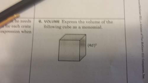 Need with monomials. express the volume of the following cube as a monomials