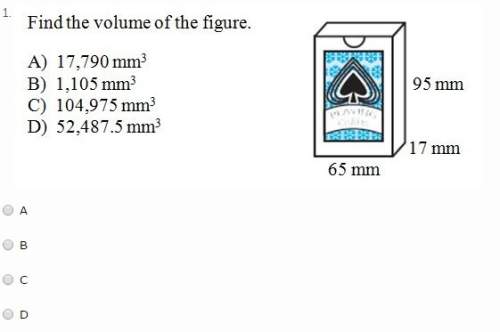 Find the volume of the figure. a 17,790 mm^3 b 1,105 mm^3 c 104,975 mm^3 d 5