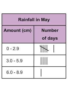 Robin recorded the amount of rainfall in one month on this tally chart.  which typ