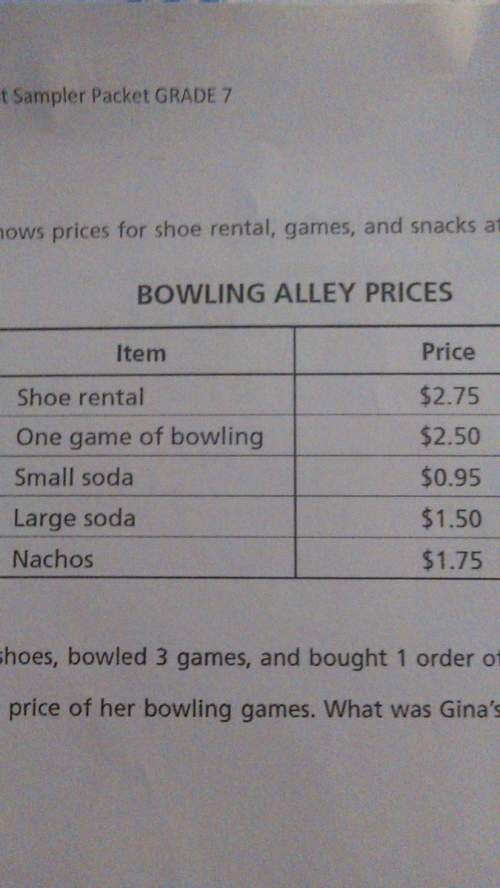 Gina rented shoes, bowled 3 games and bought 1 order of nachos. she used a coupon for 1/2 off the pr