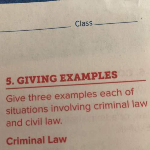 Give three examples each of situations involving criminal law and civil law.
