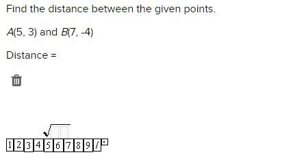Find the distance between the given points.