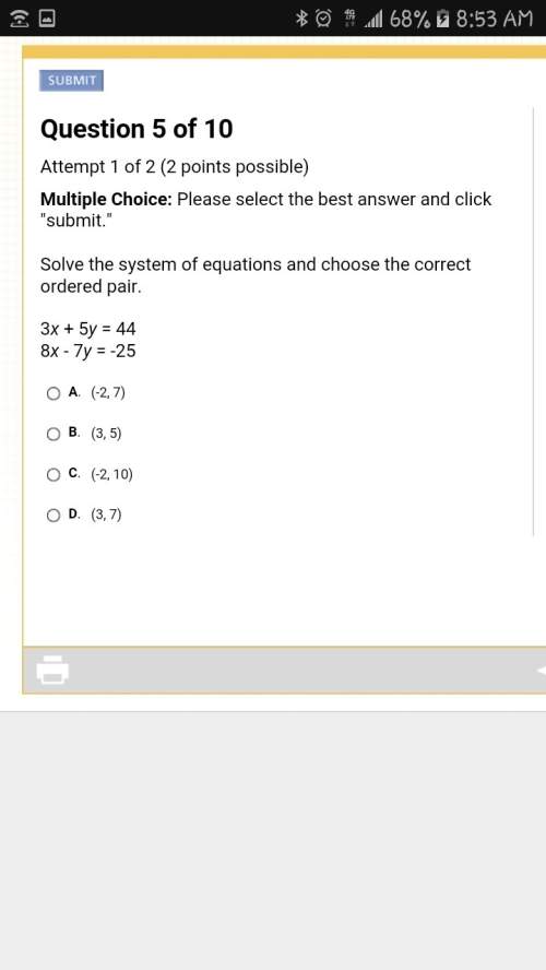Solve the system of equations and choose the correct ordered pair. 3x + 5y = 448x