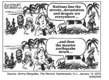 "what is the main idea of this cartoon?  (1)after the earthquake, the government of haiti resp