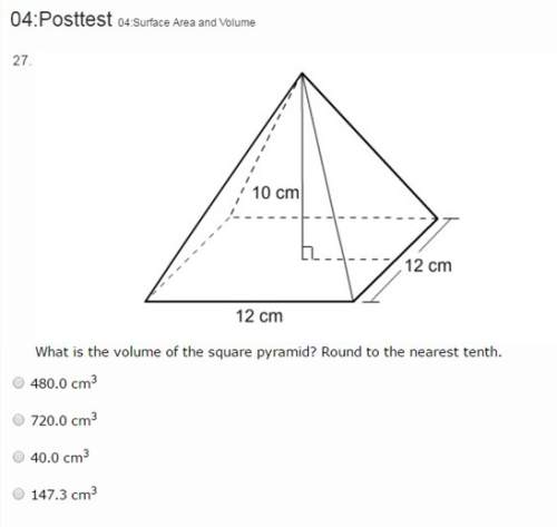 Me . what is the volume of the square pyramid? round to the nearest tenth.  480.0 cm3