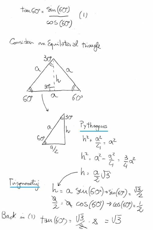 In the triangle below, what is the tangent of 60?