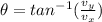 \theta=tan^{-1}(\frac{v_y}{v_x})