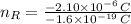n_{R} = \frac{-2.10\times 10^{-6}\,C}{-1.6 \times 10^{-19}\,C}
