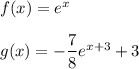 f(x)=e^x\\\\g(x)=-\dfrac{7}{8}e^{x+3}+3