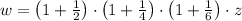 w = \left(1+\frac{1}{2} \right)\cdot \left(1+\frac{1}{4} \right)\cdot \left(1+\frac{1}{6} \right)\cdot z