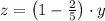 z = \left(1 - \frac{2}{5}\right)\cdot y