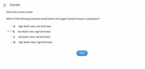 Which of the following situations would lead to the largest overall increase in population? A high d