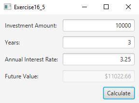 Write a program that calculates the future value of an investment at a given interest rate for a spe