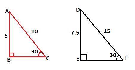The triangles below are similar. Which similarity statements describe the relationship between the t